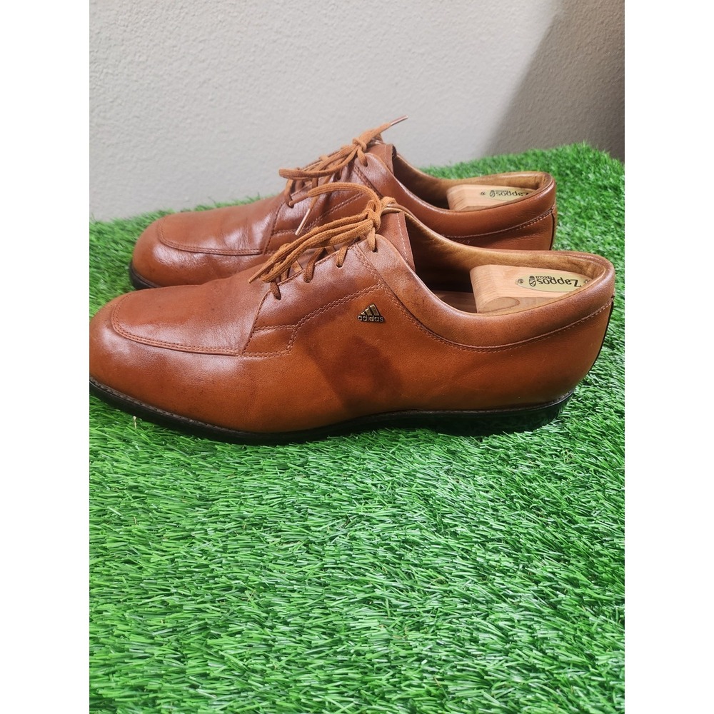 Adidas Shoes Mens Size 12.5 Brown Leather Derby Dress Lace Up Square Toe 383646